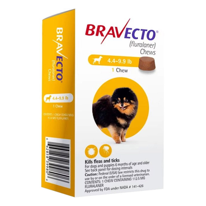 Bravecto Chews for Dogs 4.4-9.9 lbs (2-4.5 kg) - Yellow