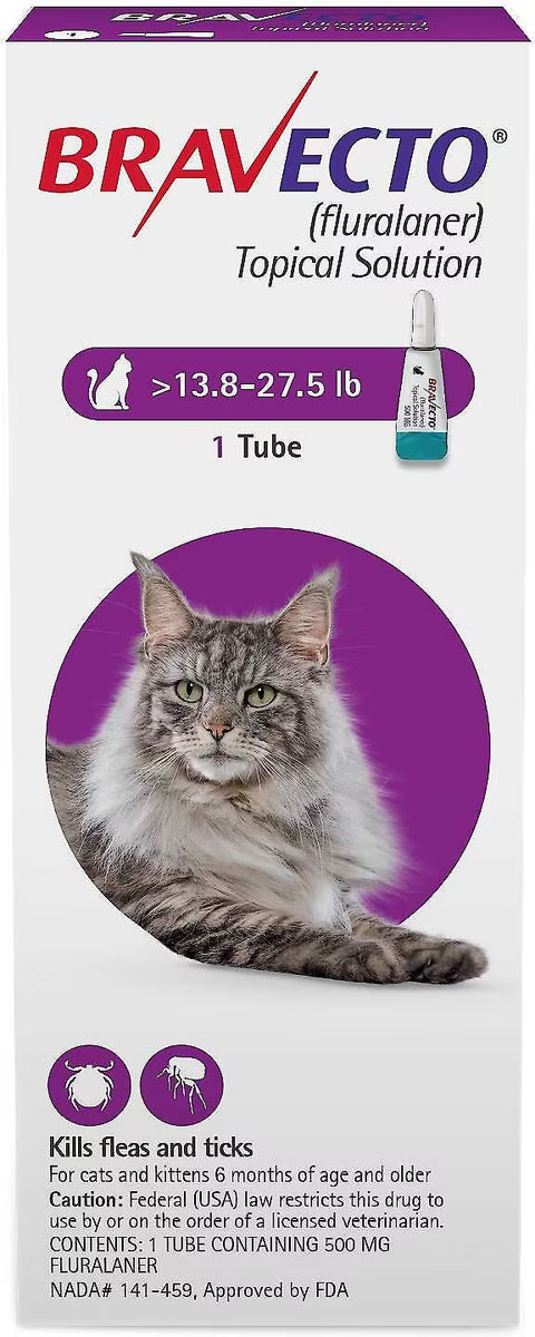 Bravecto Topical Solution for Cats 13.8-27.5 lbs (6.25-12.5 kg) - Purple