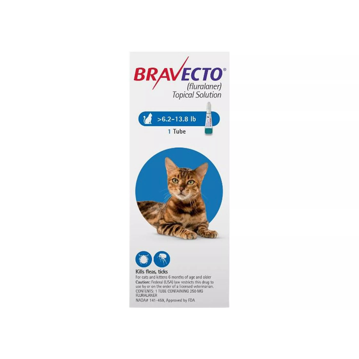 Bravecto Topical Solution for Cats 6.2-13.8 lbs (2.8-6.25 kg) - Blue