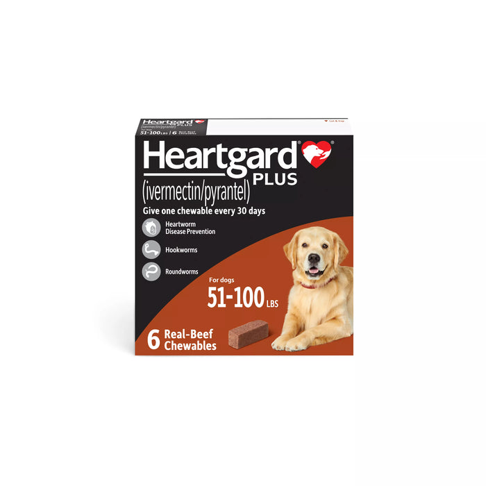 Heartgard Plus Chews for Dogs 51-100 lbs (23-45 kg) - Brown