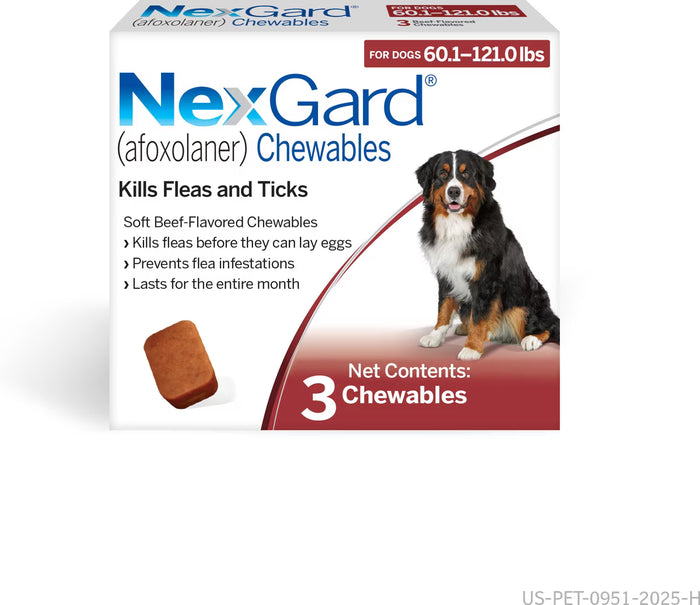 NexGard Chewables for Dogs 60.1-121 lbs (25-50 kg) - Red
