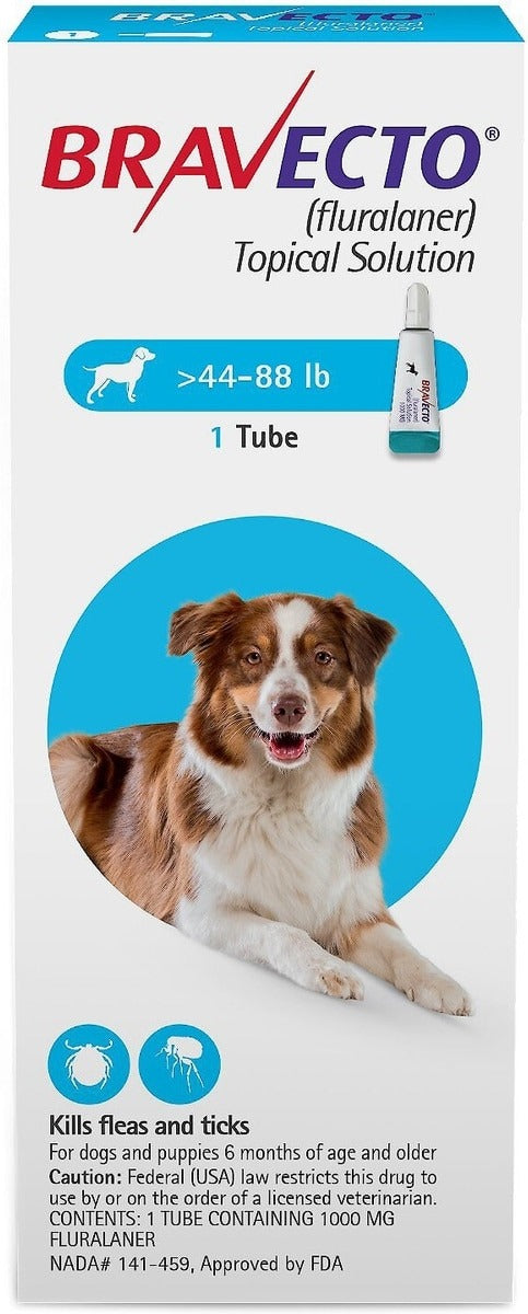 Bravecto Topical Solution for Dogs 44-88 lbs (20-40 kg) - Blue
