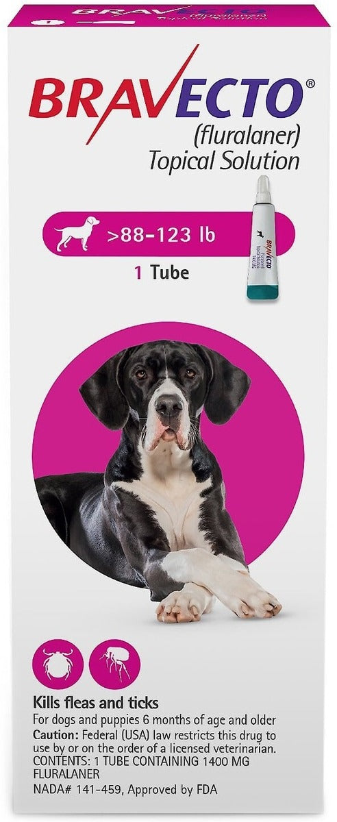 Bravecto Topical Solution for Dogs 88-123 lbs (40-56 kg) - Pink