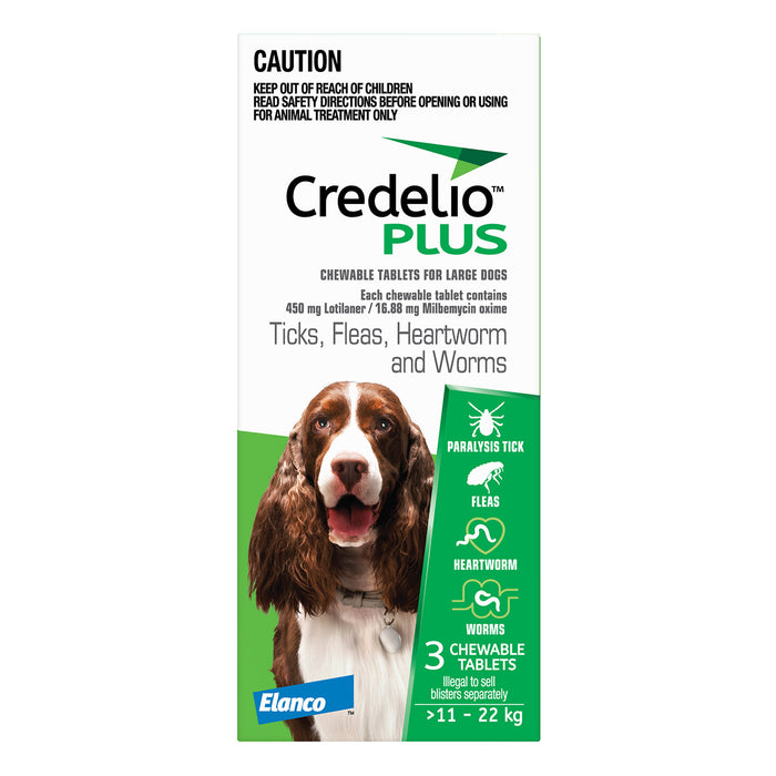 Credelio Plus Chews for Dogs 24.3-48.5 lbs (11-22 kg) - Green