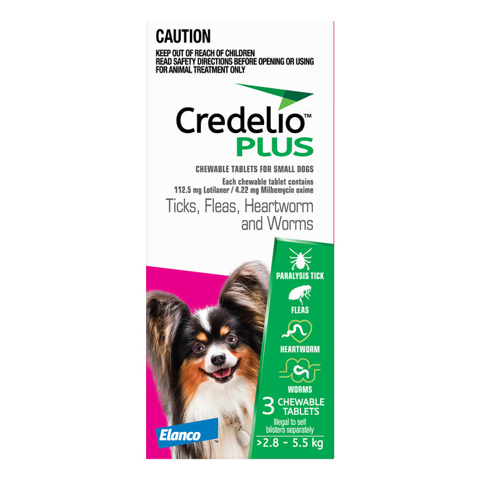 Credelio Plus Chews for Dogs 6.1-12.1 lbs (2.8-5.5 kg) - Pink