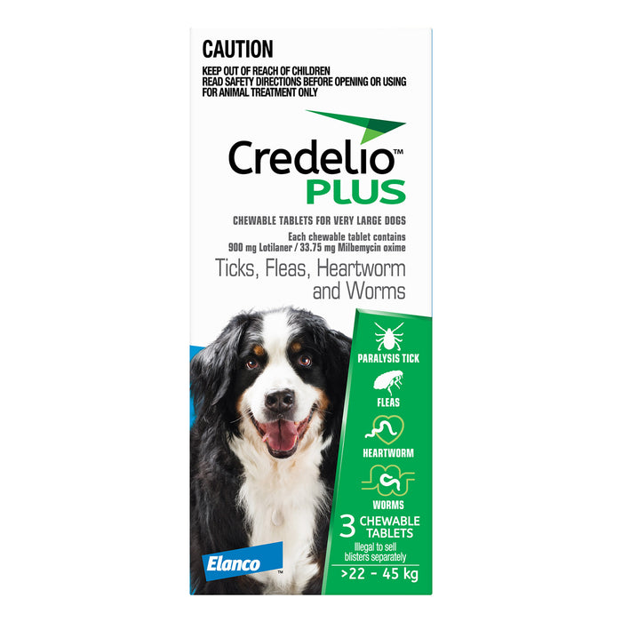 Credelio Plus Chews for Dogs 48.6-99.2 lbs (22-45 kg) - Blue