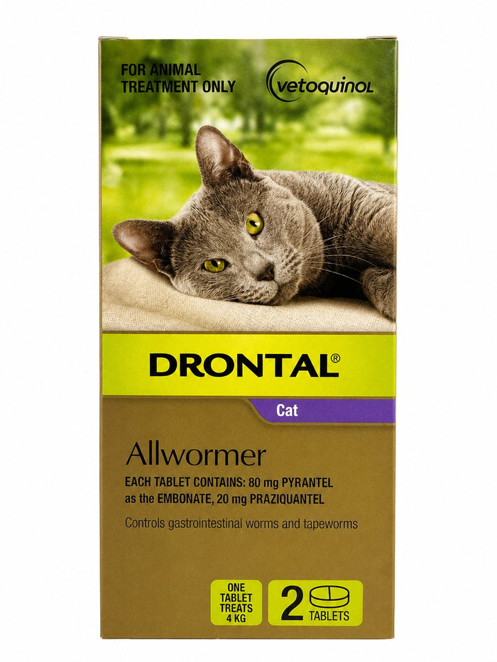 Drontal Allwormer Tablets for Cats up to 8.8 lbs (up to 4 kg) - Purple