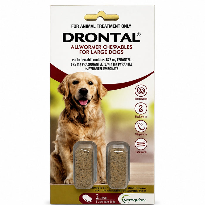 Drontal Allwormer Chews for Dogs up to 77.1 lbs (up to 35 kg) - Red