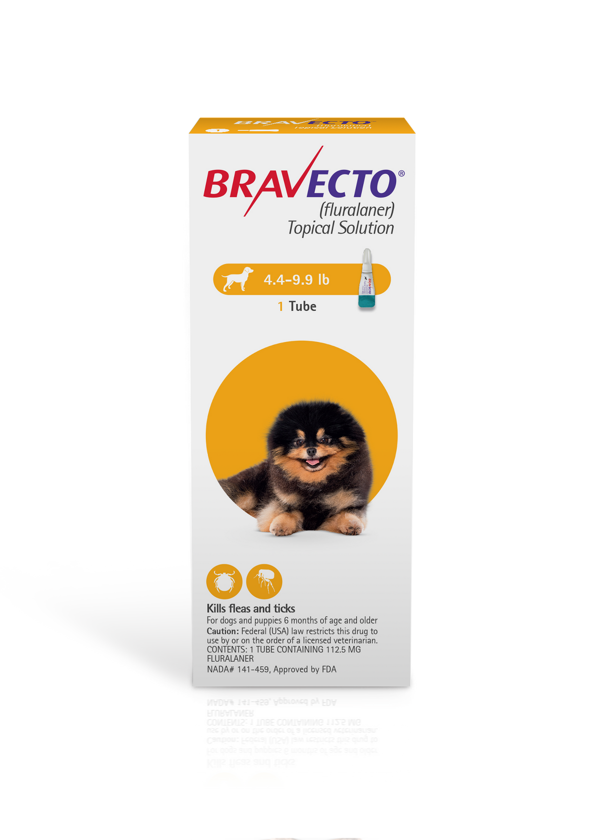 Bravecto Topical Solution for Dogs — 4.4–9.9 lb — AU Yellow Pack