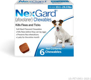 NexGard Chewables for Dogs — 10.1–24 lb — US packaging reference — 6 doses