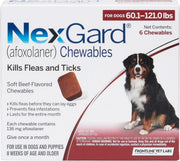 NexGard Chewables for Dogs — 60.1–121 lb — US packaging reference — 6 doses