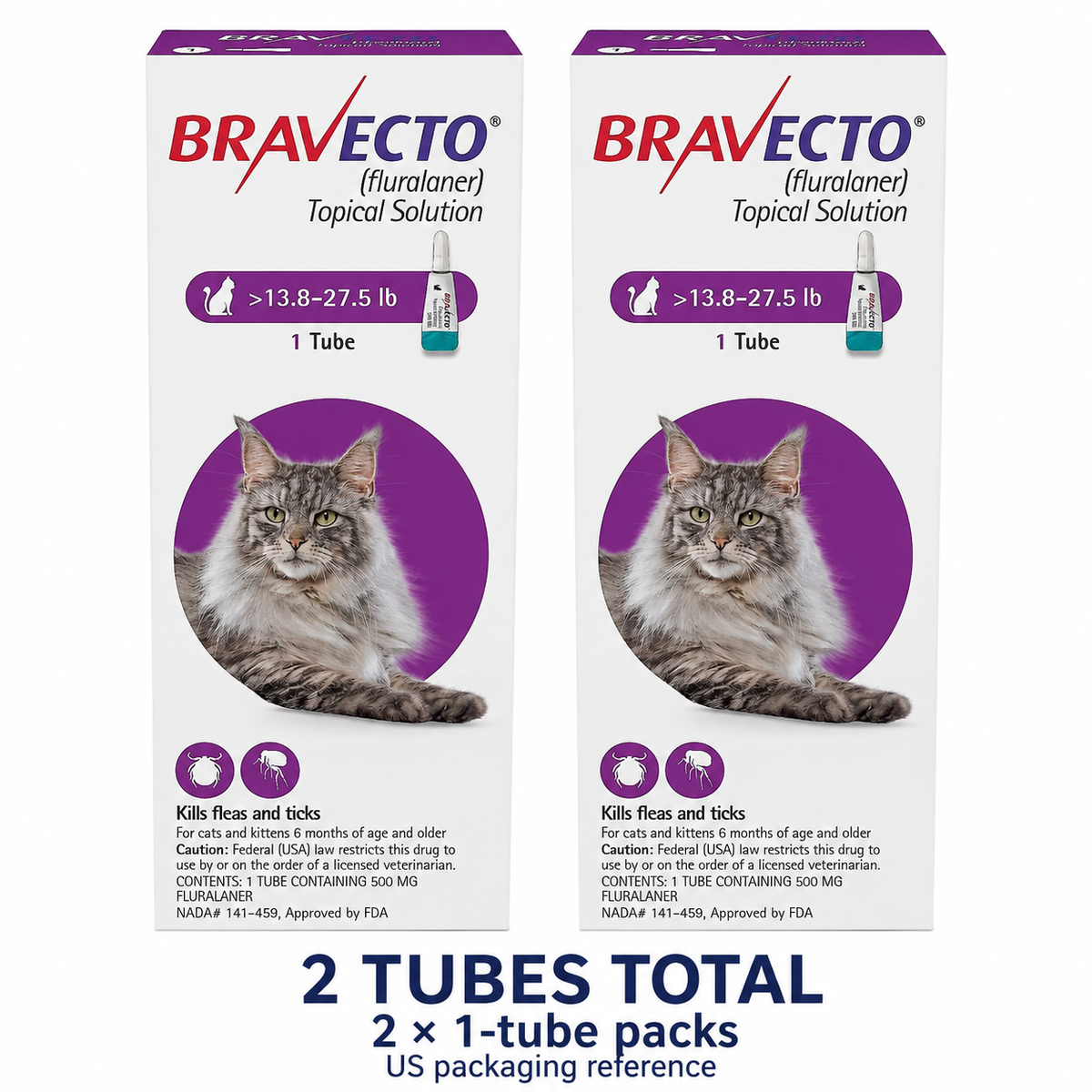 Bravecto Topical Solution for Cats — 13.8–27.5 lb — AU Purple Pack