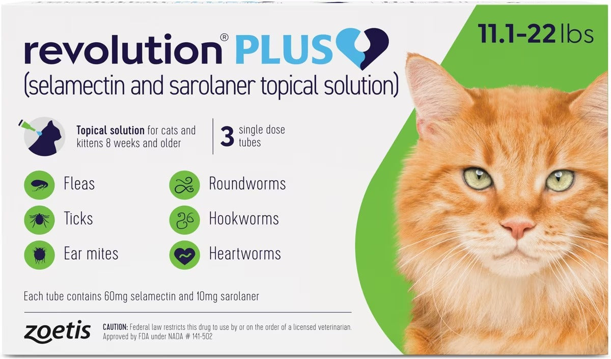 Revolution Plus Topical Solution for Cats 11.1-22 lbs (5.1-10 kg) - Green