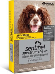 Sentinel Spectrum Chews for Dogs 25.1-50 lbs (11-22 kg) - Yellow