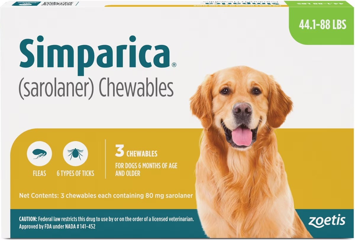 Simparica Chews for Dogs 44.1-88 lbs (20.1-40 kg) - Green