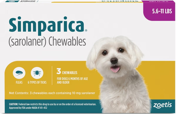 Simparica Chews for Dogs 5.6-11 lbs (2.6-5 kg) - Purple