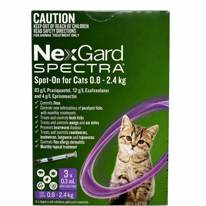 NexGard Spectra Topical Solution for Cats 1.7-5.2 lbs (0.8-2.4 kg) - Purple