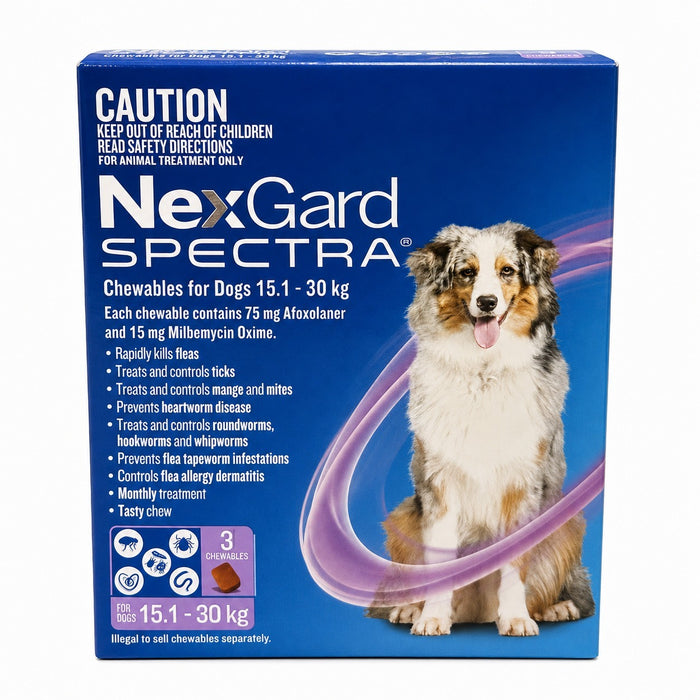 NexGard Spectra Chewables for Dogs 33.1-66.1 lbs (15.1-30 kg) - Purple