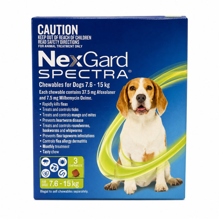 NexGard Spectra Chewables for Dogs 16.6-33 lbs (7.6-15 kg) - Green