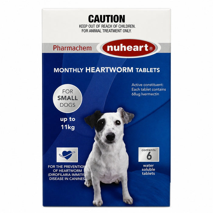 Nuheart Heartworm Tablets for Dogs up to 24.2 lbs (up to 11 kg) - Blue