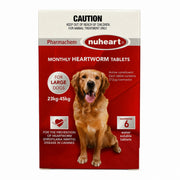 Nuheart Heartworm Tablets for Dogs — 50.8–99.2 lb (23–45 kg) — Red Pack — retail pack, front view