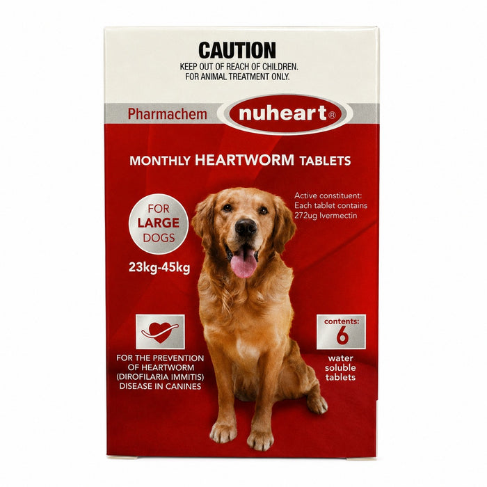 Nuheart Heartworm Tablets for Dogs 50.8-99.2 lbs (23-45 kg) - Red