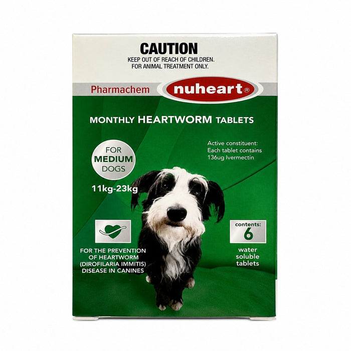 Nuheart Heartworm Tablets for Dogs 24.3-50.7 lbs (11-23 kg) - Green