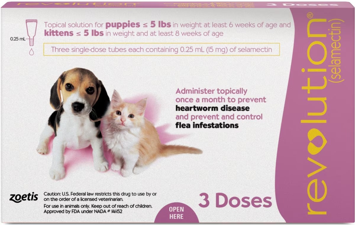 Revolution Topical Solution for Puppies and Kittens up to 5 lbs (up to 2.5 kg) - Mauve