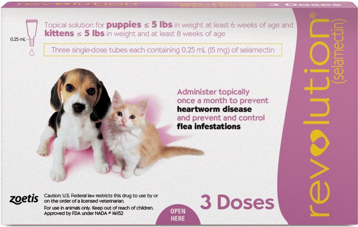 Revolution Topical Solution for Puppies and Kittens up to 5 lbs (up to 2.5 kg) - Mauve