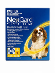 NexGard Spectra Chewables for Dogs 7.8-16.5 lbs (3.6-7.5 kg) - Yellow