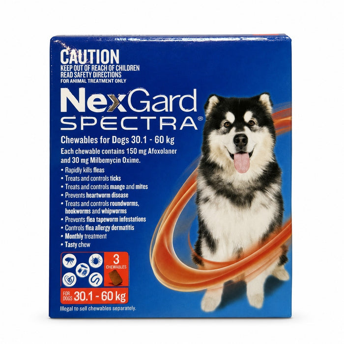 NexGard Spectra Chewables for Dogs 66.2-132.2 lbs (30.1-60 kg) - Red