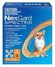 NexGard Spectra Chewables for Dogs 4.4-7.7 lbs (2-3.5 kg) - Orange