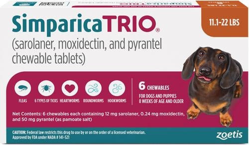 Simparica Trio Chews for Dogs 11.1-22 lbs (5.1-10 kg) - Orange