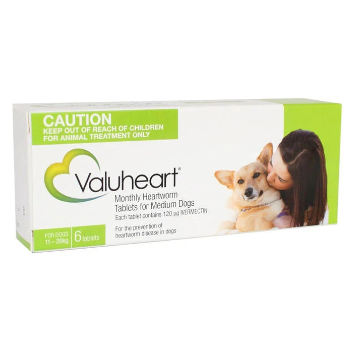 Valuheart Heartworm Tablets for Dogs 22.1-44 lbs (11-20 kg) - Green